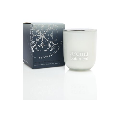 Aromabotanical Glass Botanical Wax Candle 390g - Luxe Oud, Bergamot & Pepper