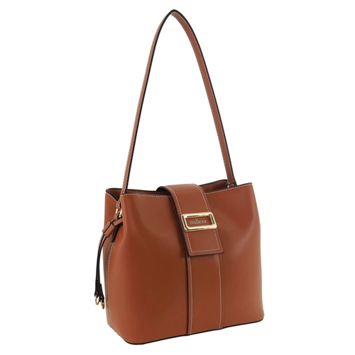 Milleni Ladies Vegan Leather Fashion Caryall Tote Bag PV 4035 - Tan