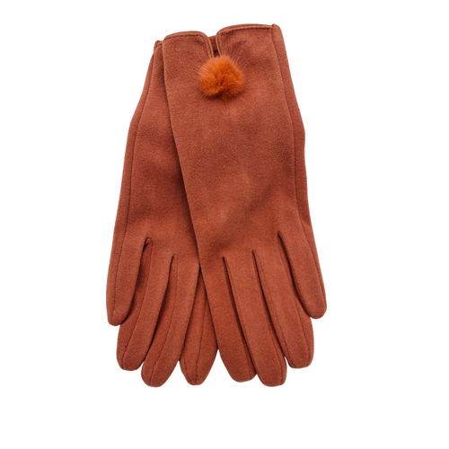 Winter Warm Gloves With Pom Pom Knitwear - Red