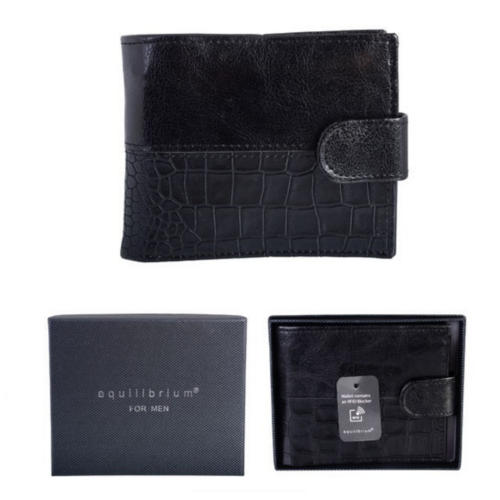 Mens Wallet Notes And Coins + Card Compartment Equilibrium 11x14x3cm - Black​