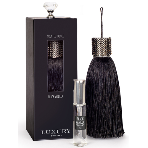 Luxury Scented Tassle With 15ml Fragrance Spray - Black Vanilla