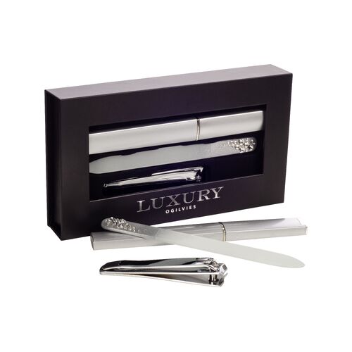 Luxury Nail File & Clipper Set - Silver