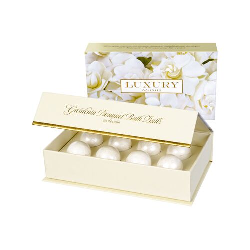 Luxury Bath Balls Set of 8 In Beautiful Packaging - Gardenia
