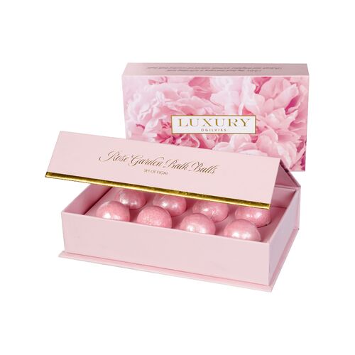 Luxury Bath Balls Set of 8 In Beautiful Packaging - Rose Garden