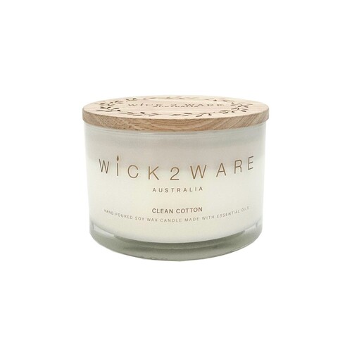 Wick 2 Ware Candle Jar Handpoured Soy Wax 430g - Clean Cotton