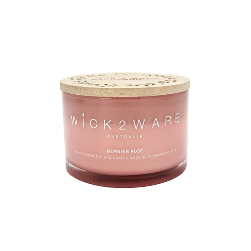 Wick 2 Ware Candle Jar Handpoured Soy Wax 430g - Morning Rose