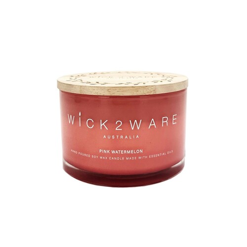 Wick 2 Ware Candle Jar Handpoured Soy Wax 430g - Pink Watermelon