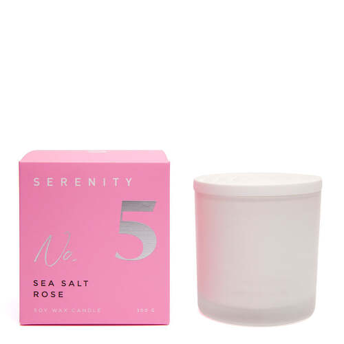 Serenity Soy Wax Candle 300g No.5 - Sea Salt & Rose