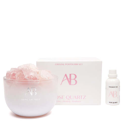 Aromabotanical Rose Quartz Crystal Potpourri & Oil Set