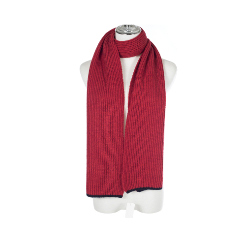 Scarf Winter Knit Scarf Red With Trim Scarf - SC0990-4