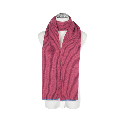 Scarf Winter Knit Scarf Pink With Blue Trim Scarf - SC0990-6