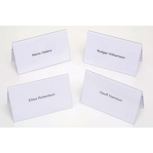 Rexel Clear Standing Name Plates With Insertable Card - 50 Pack 