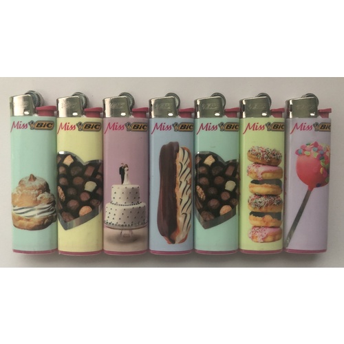 2 x Bic Lighter, Miss Bic slim Unique Yummy Sweets lighter - Random Design