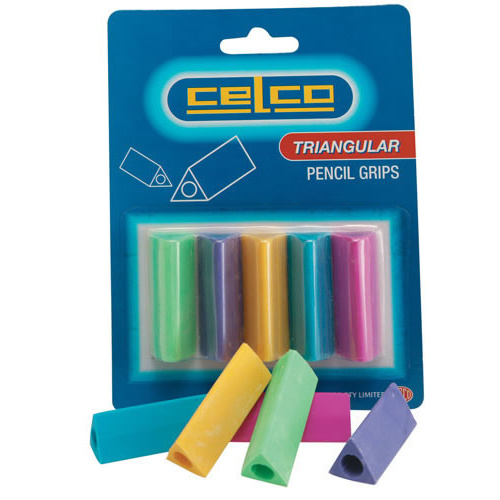 Celco Triangular Pencil Grips Assorted Colours -  5 Pack