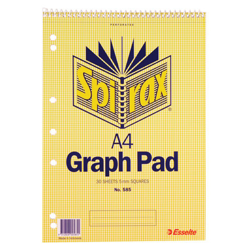 10 X Spirax No.585 A4 Graph Book 5mm Grids 30 Sheets