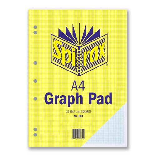 Spirax 801 A4 Graph Pad 1mm Grids 10 Pack - 25 Pages