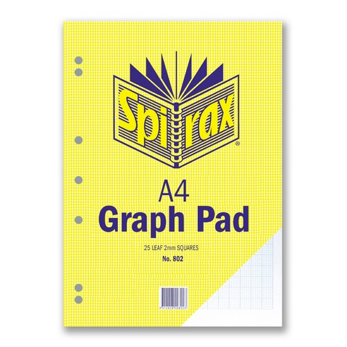 Spirax 802 A4 Graph Pad 2mm Grids 10 Pack - 25 Pages