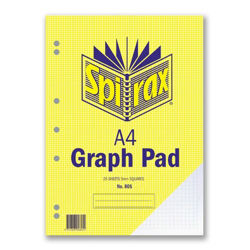 Spirax 805 A4 Graph Pad 5mm Grids 10 Pack - 25 Pages