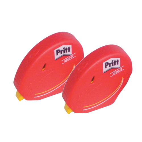 Pritt Non Permanent 9mm Glue Dispenser Roll Non Permanent Yellow Nib - Twin Pack