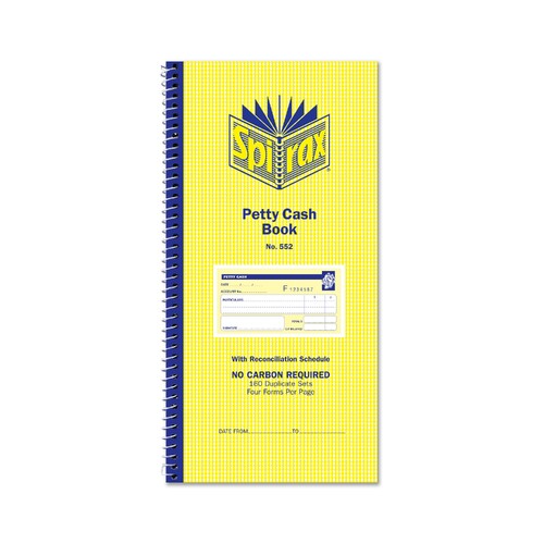 Spirax 552 Petty Cash Book 160 Duplicate Sets Carbonless 10 Pack - 4 to View
