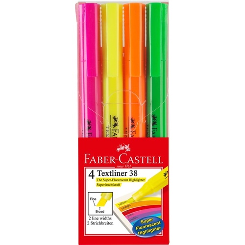 Faber-Castell Highlighter Textliner 38 Assorted Colours - 4 Pack