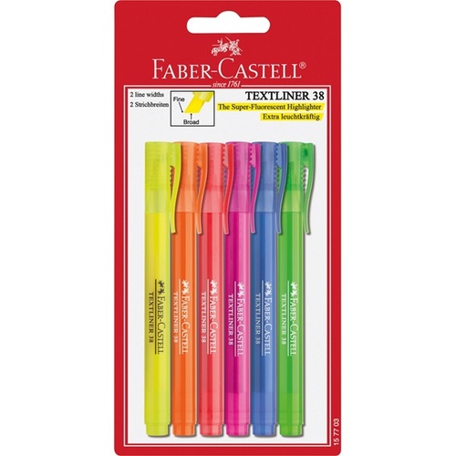 Faber-Castell Highlighter Textliner 38 Assorted Colours  - 6 Pack