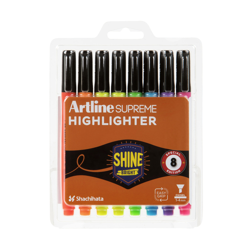 Highlighter Artline Supreme Assorted Colours - 8 Pack