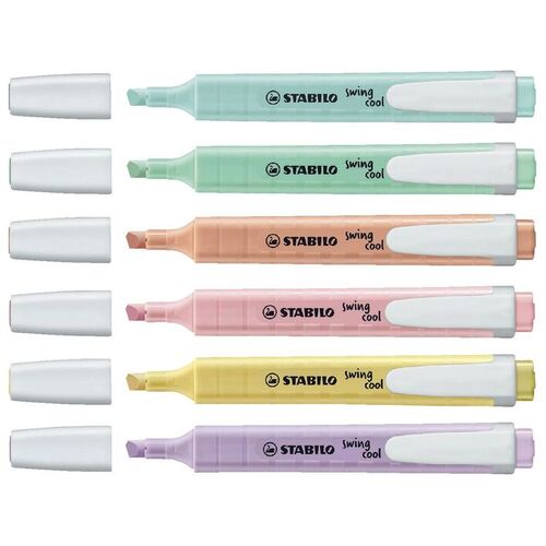 Stabilo Highlighter Swing Cool Assorted Pastel Colours - 6 Pack