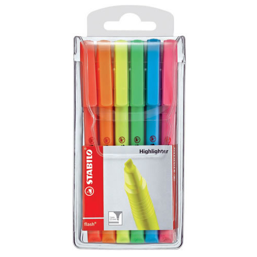 Stabilo Highlighter Flash Assorted Colours - 6 Pack