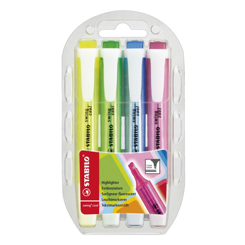 Stabilo Highlighter Swing Cool Assorted Colours - 4 Pack