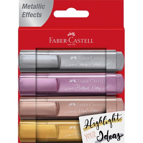 Faber-Castell Textliner Metallic Highlighters Assorted - 4 Pack