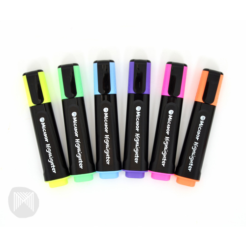 Micador Highlighter Eco Wallet  Assorted Colours - 6 Pack