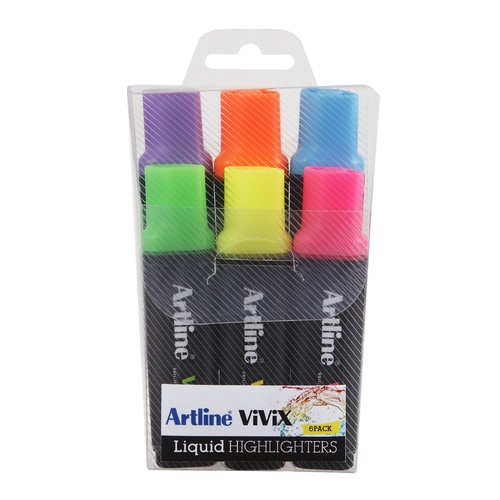 Artline Highlighter Vivix Assorted Colours - 6 Pack