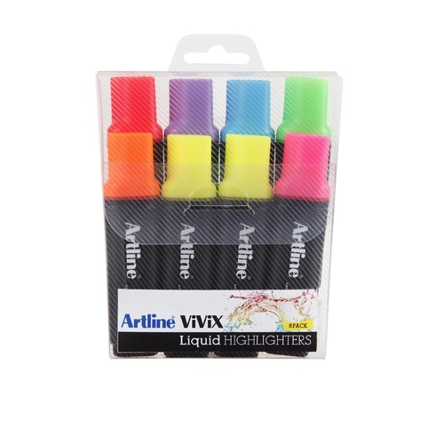 Artline Highlighter Vivix Assorted Colours - 8 Pack