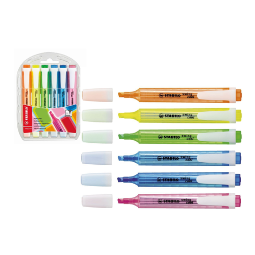 Stabilo Highlighter Swing Cool Assorted Colours - 6 Pack