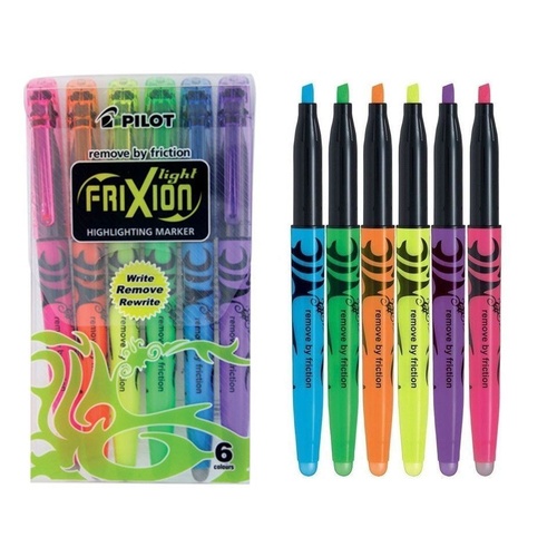 Pilot Highlighter Frixion Light Erasable Pens Assorted Colours - 6 Pack