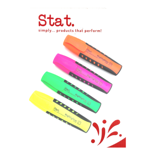 Stat Highlighter Assorted Colours - 4 Pack