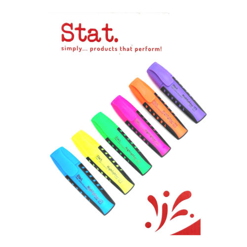 Stat Highlighter Assorted Colours - 6 Pack