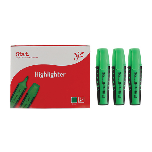 Stat Highlighter Chisel Nib Green - 10 Pack