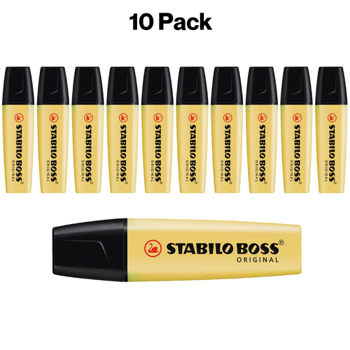 Stabilo Boss Highlighter Pastel Milky Yellow 49631 - 10 Pack