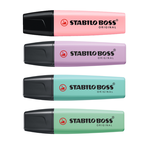 Stabilo Boss Highlighter Assorted Pastel Colours 49692 - 4 Pack