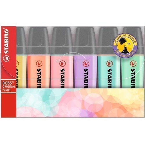 Stabilo Boss Highlighter Assorted Pastel Colours - 6 Pack