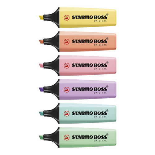 Stabilo Boss Highlighter Assorted Pastel Colours 49693S - 6 Pack