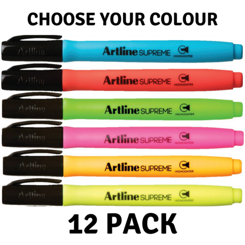 Artline Highlighter Supreme - 12 Pack (Choose Your Colour)