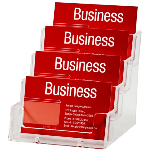 Esselte Acrylic Business Card Holder Landscape 4 Tier - Clear