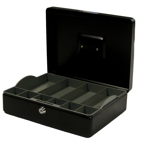 Esselte Metal Cash Box Money Tin NO.12 300X230X90mm - BLACK