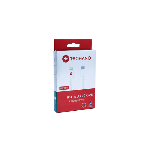 Techano 1M USB-C to IPH Charge/Sync Cable White
