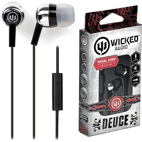 CLEARANCE Wicked Deuce Earphones Earbuds With Phone Microphone, Noise ISOL/3 Cushions - Black WI-185X-AU1