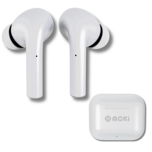 Mokipods True Wireless Earbuds Bluetooth In Ear Earphones, Pods With Mic - White