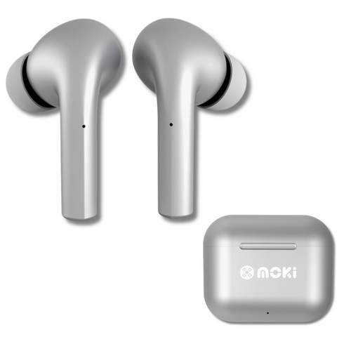 Mokipods True Wireless Earbuds Bluetooth In Ear Earphones, Pods With Mic - Silver
